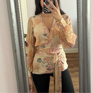 Cynthia Rose Long Sleeve Wrap Top